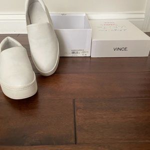 Vince - White, leather, slip-on platform 7 1/2 M